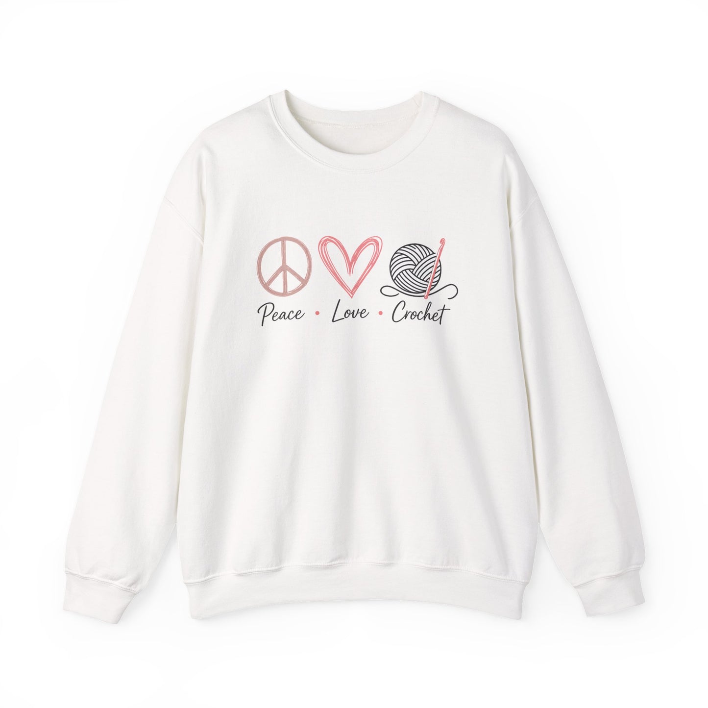 Crochet Sweatshirt - "Peace Love Crochet" Crewneck for Knitters