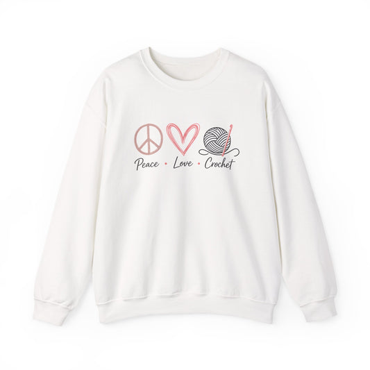 Crochet Sweatshirt - "Peace Love Crochet" Crewneck for Knitters
