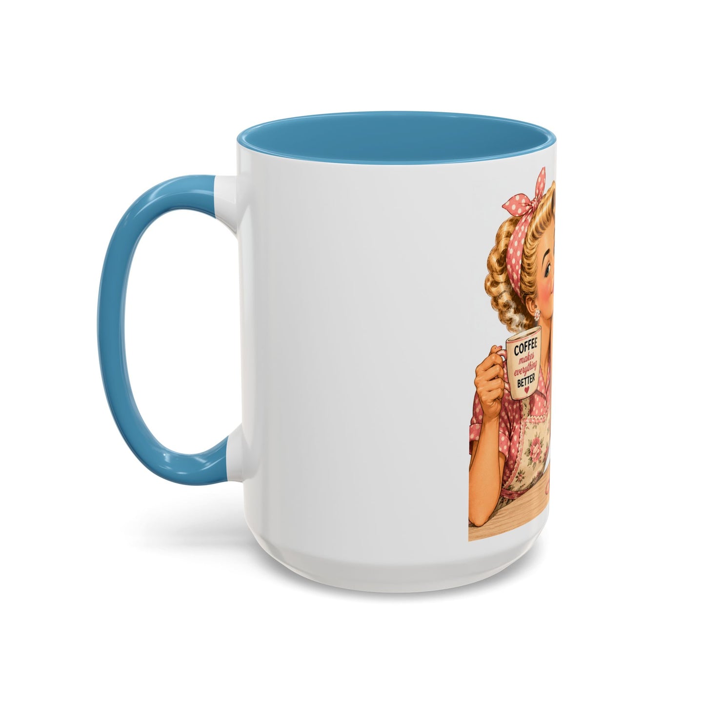 Knitting Coffee Mug - "Today's Forecast: Buying Yarn" Retro Accent Mug (11/15oz)