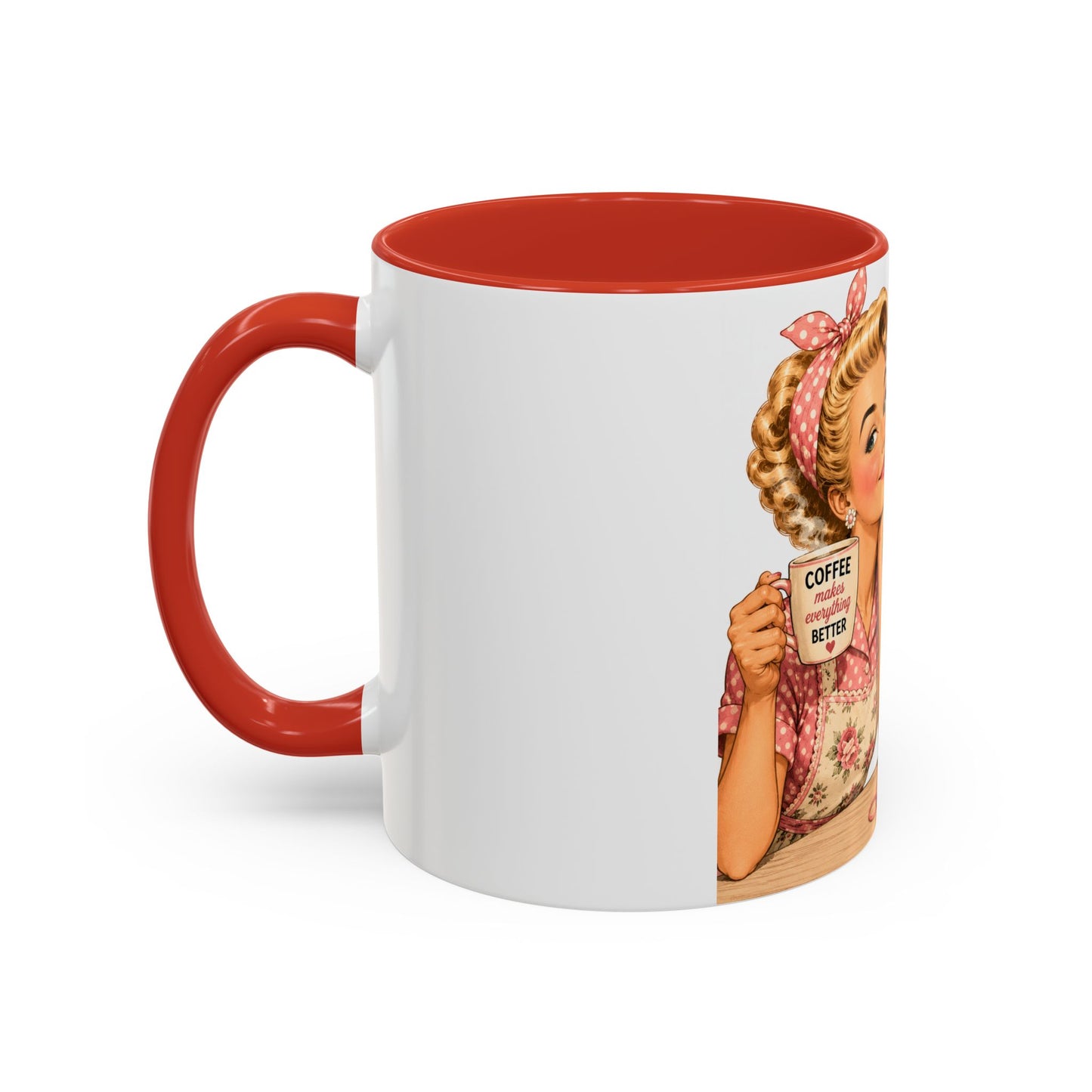 Knitting Coffee Mug - "Today's Forecast: Buying Yarn" Retro Accent Mug (11/15oz)