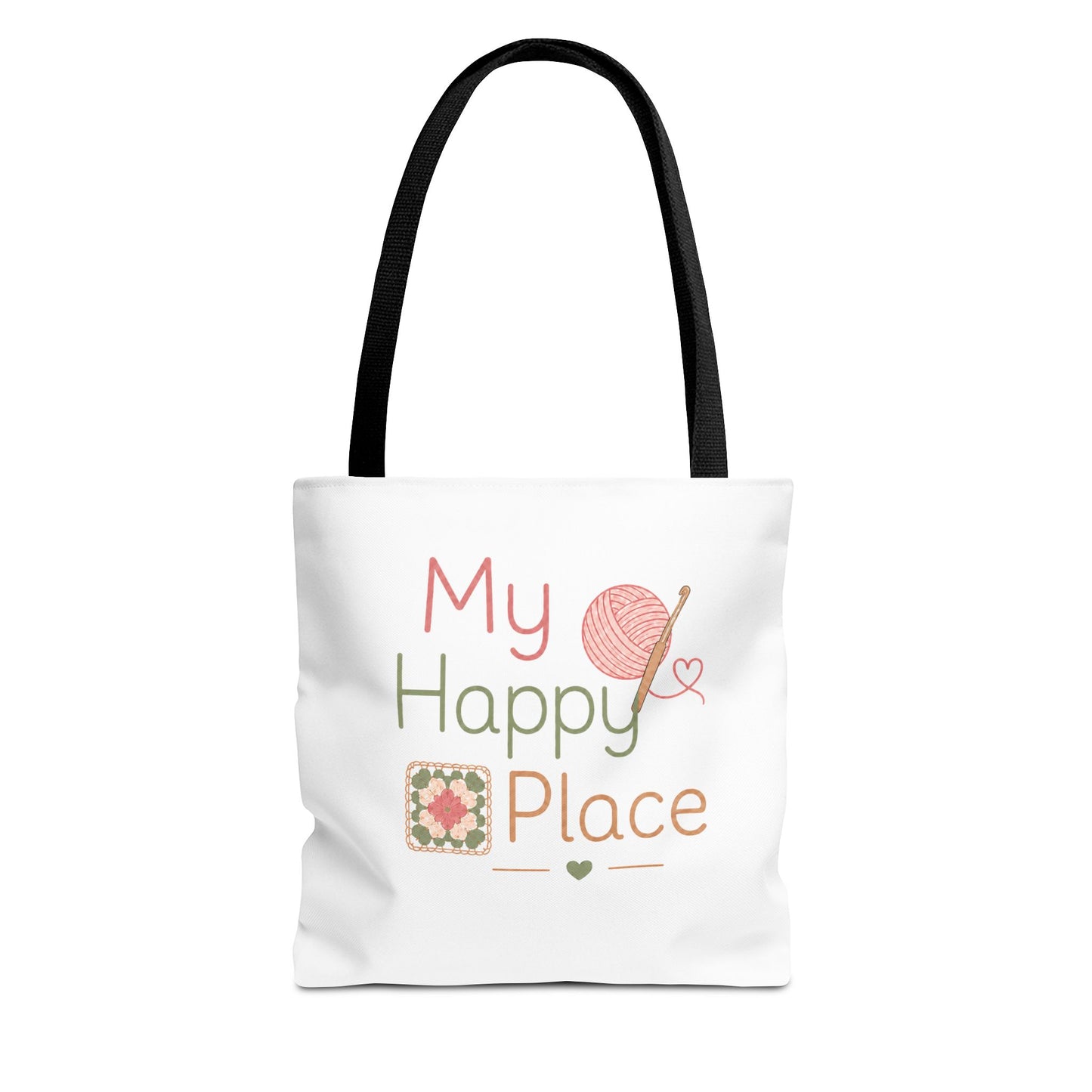 Crochet Knitting 'My Happy Place' Tote Bag