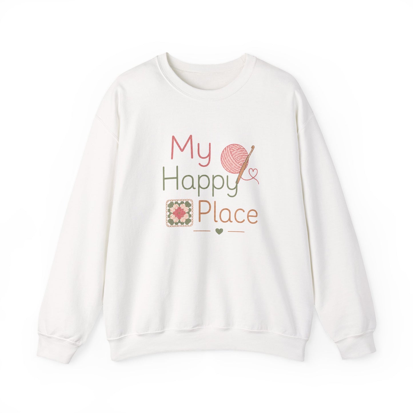 Sweatshirt - "My Happy Place" Knitting & Quilting Crewneck