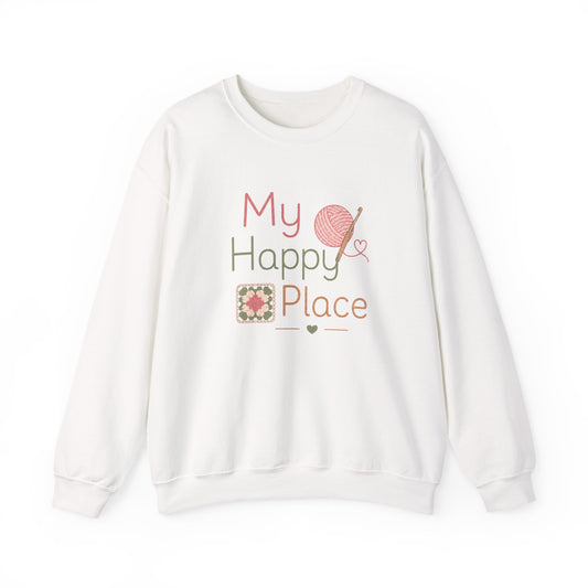 Sweatshirt - "My Happy Place" Knitting & Quilting Crewneck