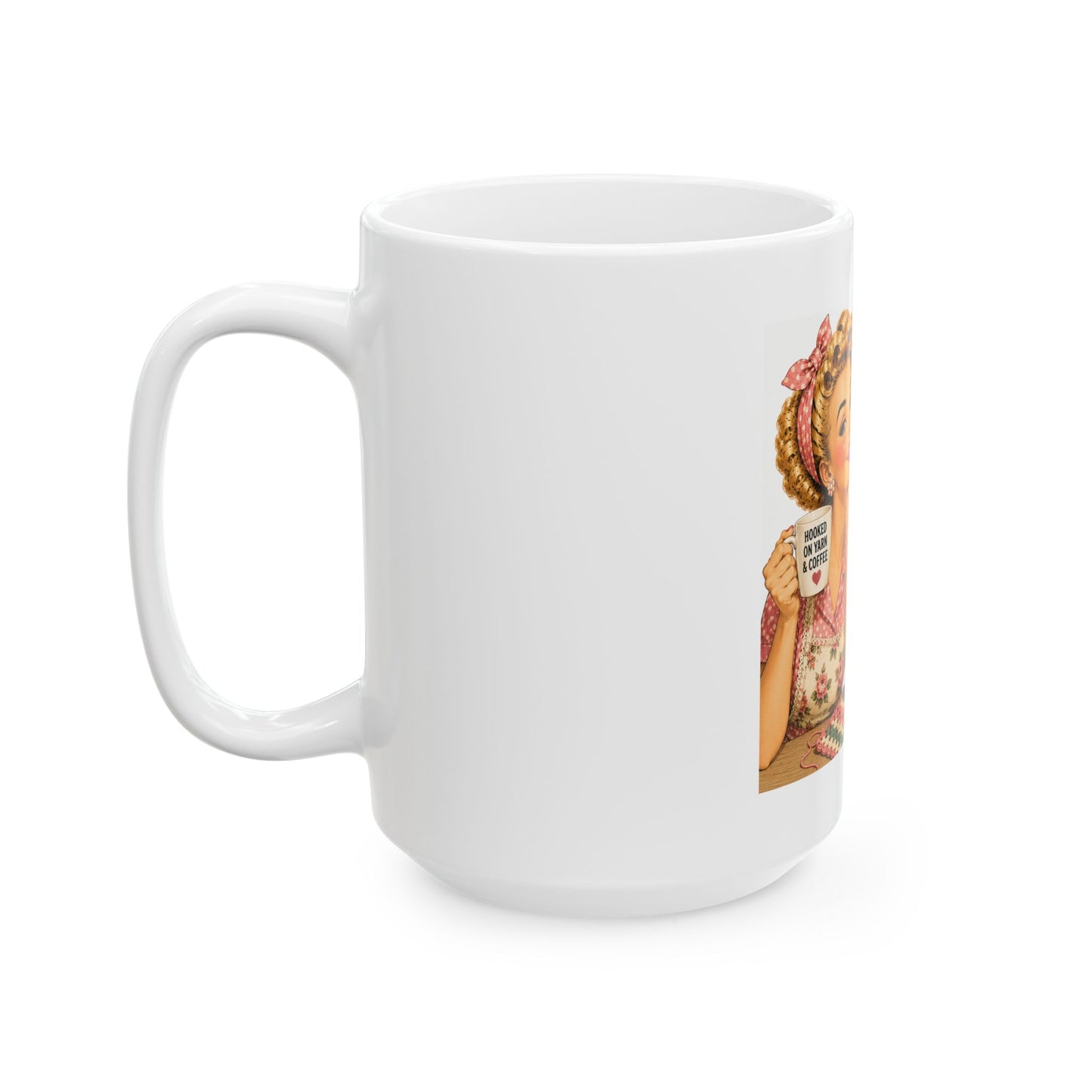 Crochet Mug - “I Crochet So I Don't Unravel in Public” Vintage Retro Gift for Crafters (11oz & 15oz)