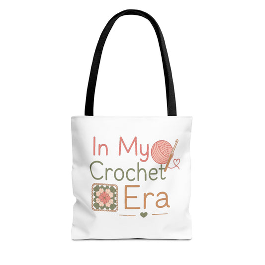 Crochet Tote Bag – “In My Crochet Era” Yarn & Granny Square Canvas Tote