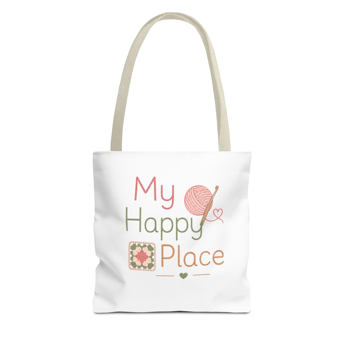 Crochet Knitting 'My Happy Place' Tote Bag