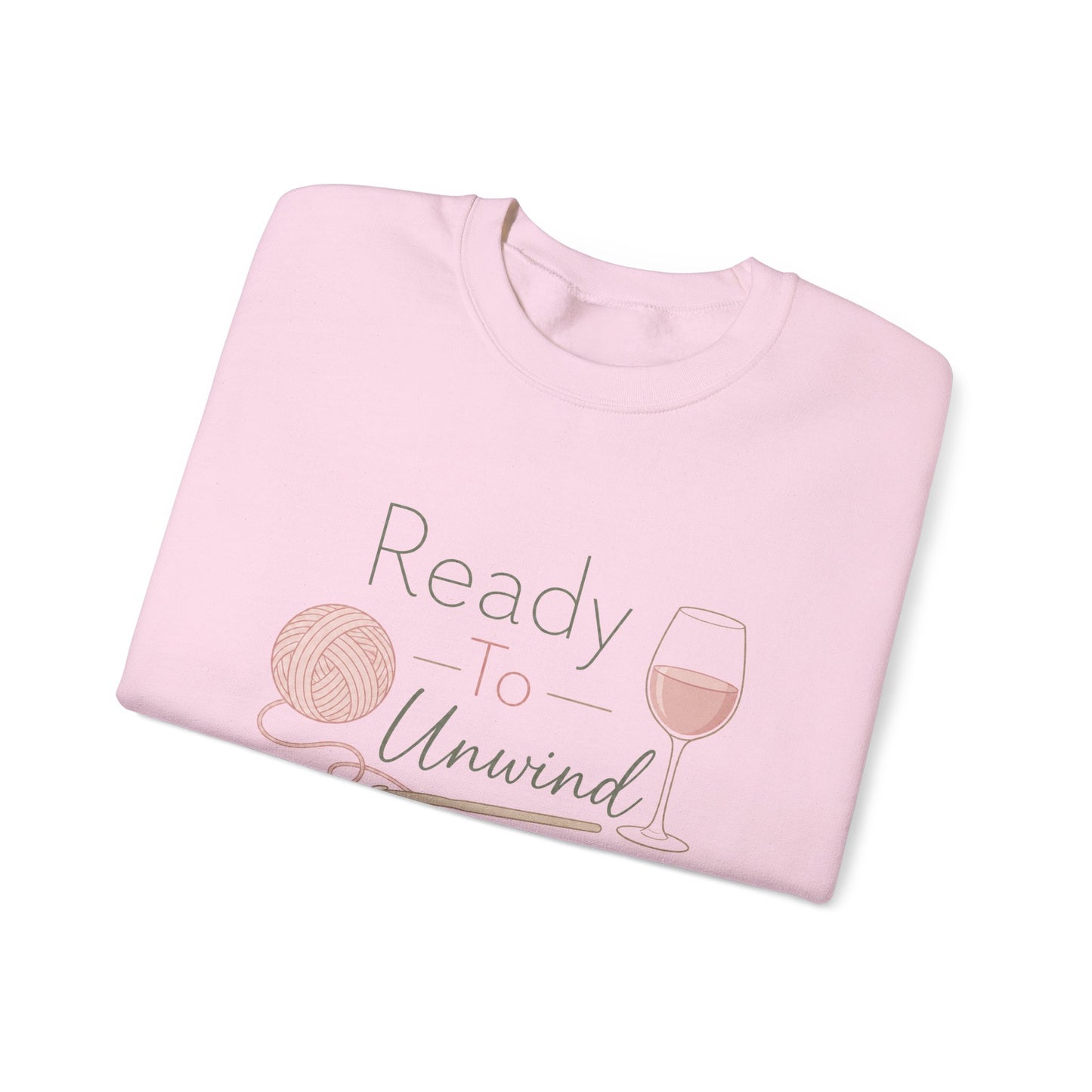 Crewneck Sweatshirt - "Ready to Unwind" Knit & Wine Cozy Pullover