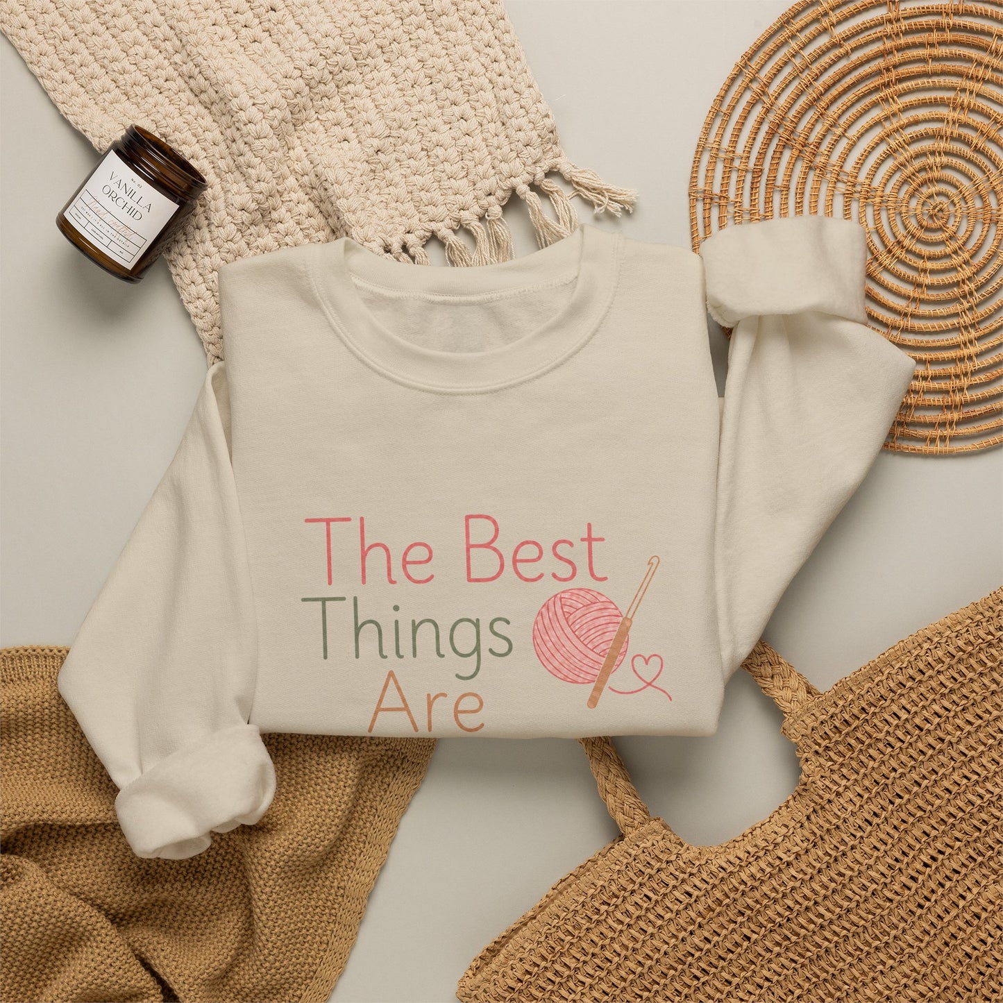 Handmade Crewneck Sweatshirt — “The Best Things Are Handmade” Sewing & Knitting Gift