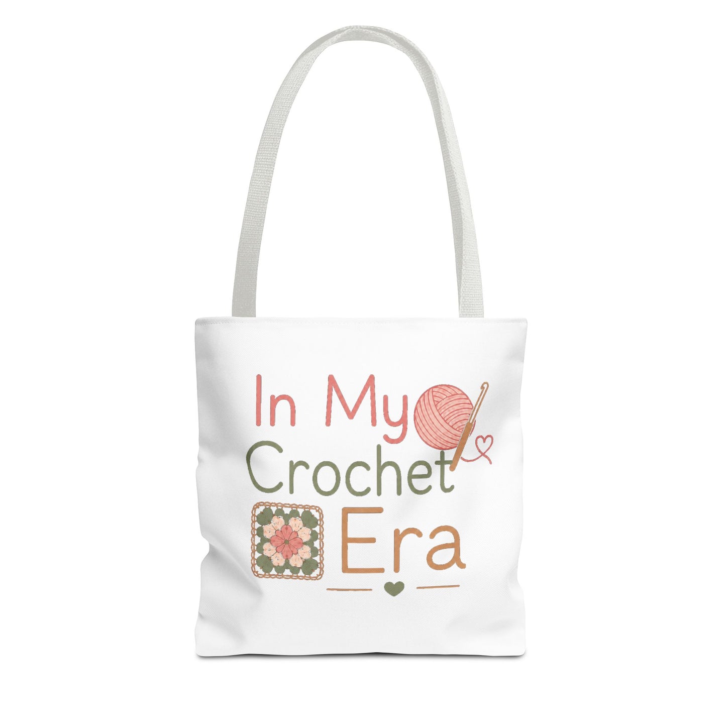 Crochet Tote Bag – “In My Crochet Era” Yarn & Granny Square Canvas Tote