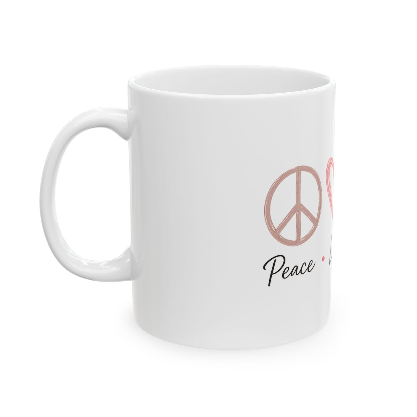 Peace • Love • Crochet Ceramic Mug — Cute Yarn Lover Coffee Cup (11oz/15oz)