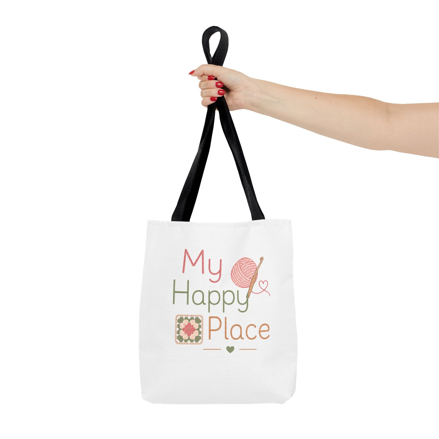 Crochet Knitting 'My Happy Place' Tote Bag