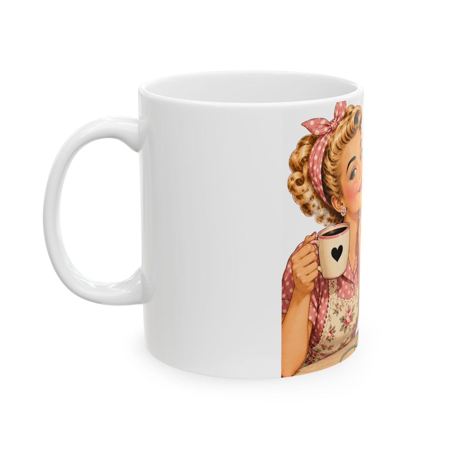 Caffeine & Crochet Ceramic Mug — Retro Vintage Sewing Lover Coffee Cup (11oz/15oz)