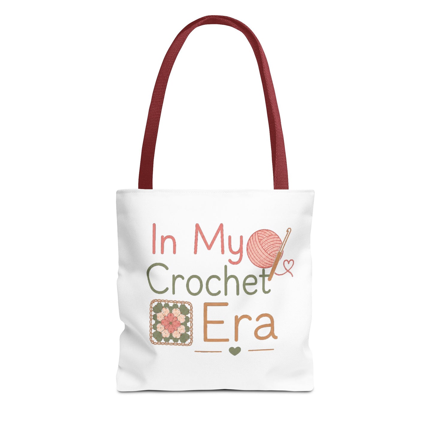 Crochet Tote Bag – “In My Crochet Era” Yarn & Granny Square Canvas Tote