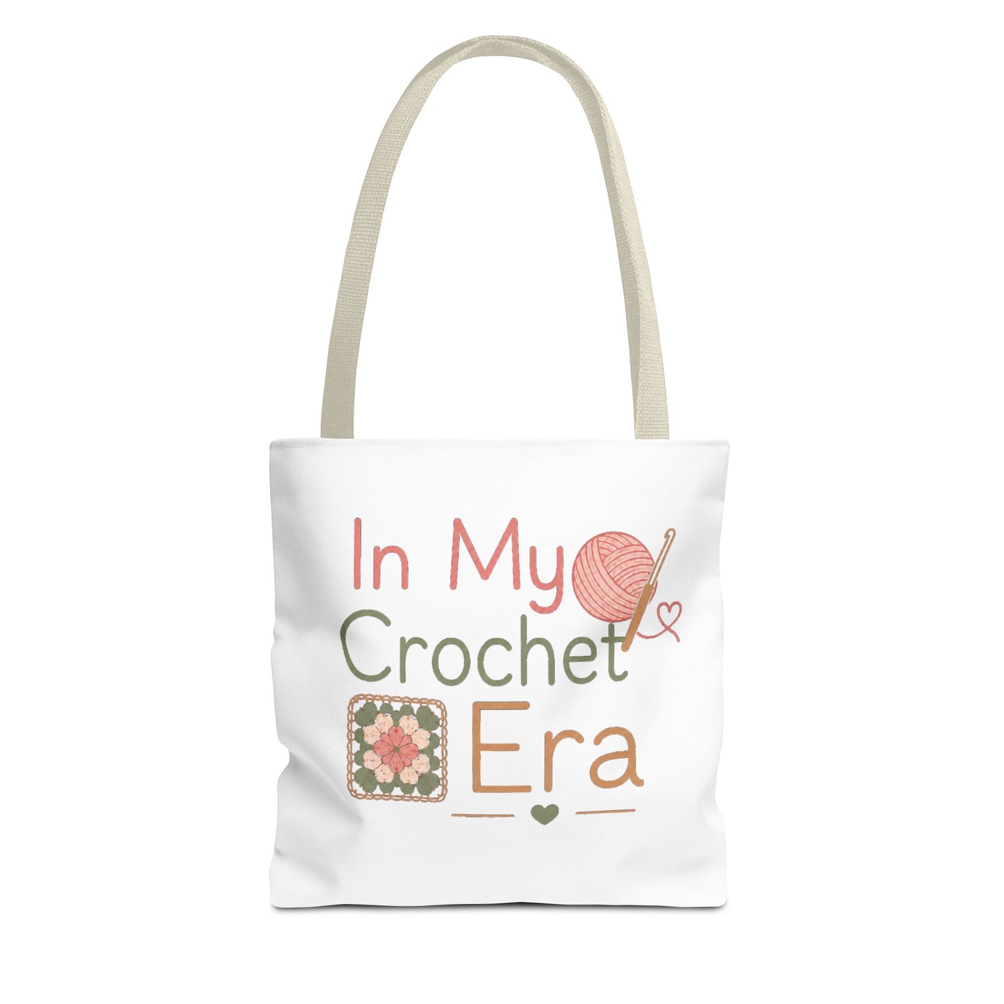 Crochet Tote Bag – “In My Crochet Era” Yarn & Granny Square Canvas Tote