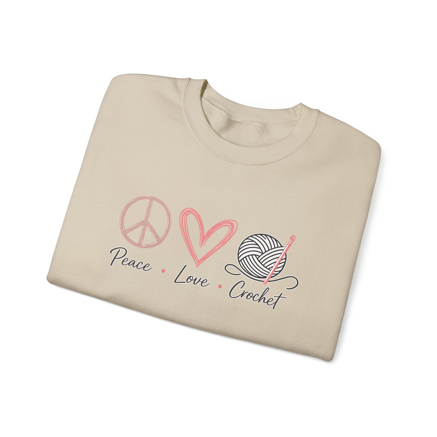 Crochet Sweatshirt - "Peace Love Crochet" Crewneck for Knitters