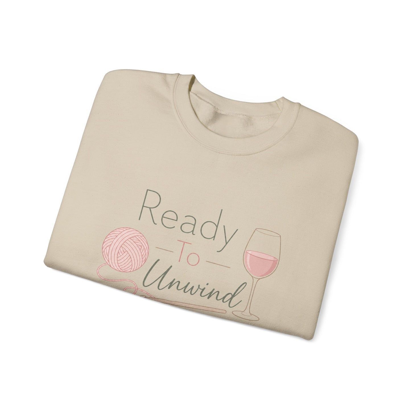 Crewneck Sweatshirt - "Ready to Unwind" Knit & Wine Cozy Pullover