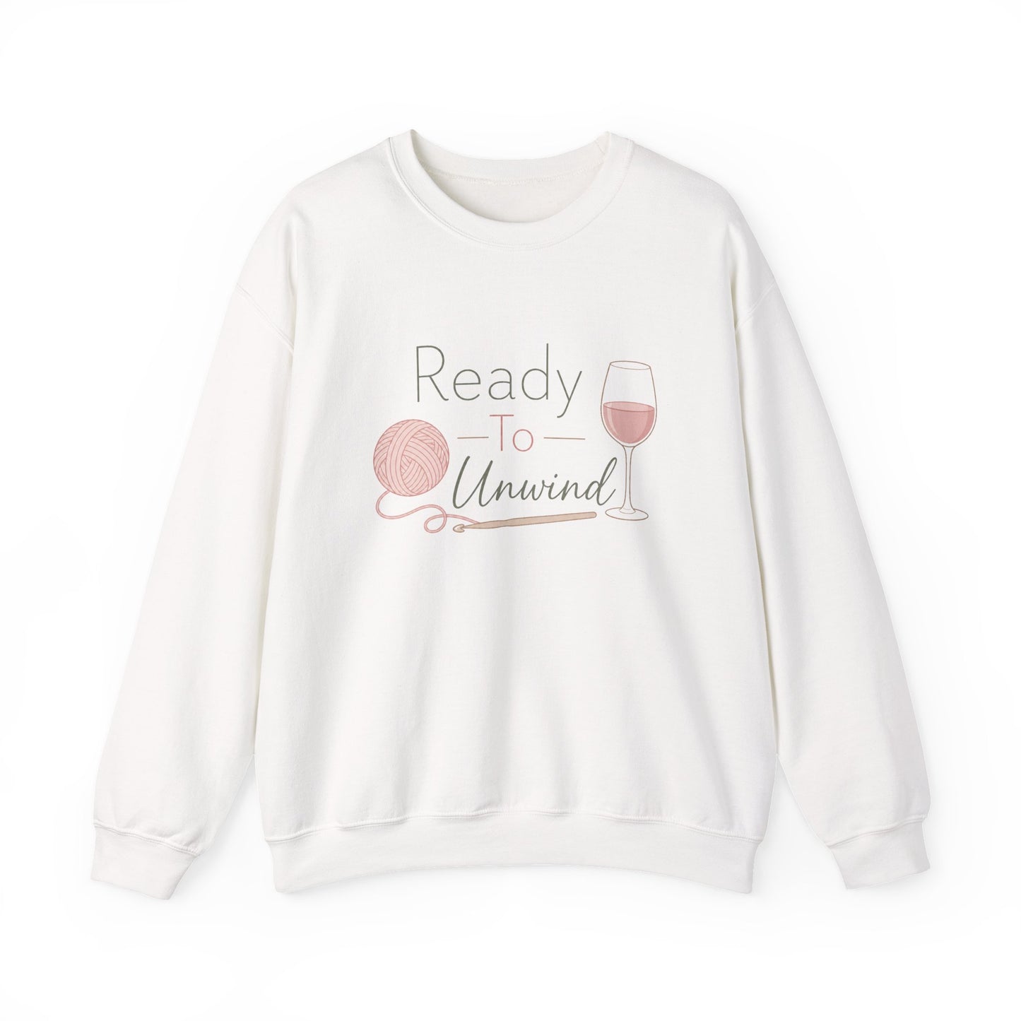Crewneck Sweatshirt - "Ready to Unwind" Knit & Wine Cozy Pullover
