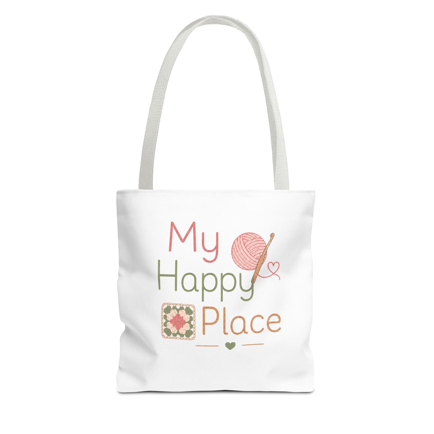 Crochet Knitting 'My Happy Place' Tote Bag