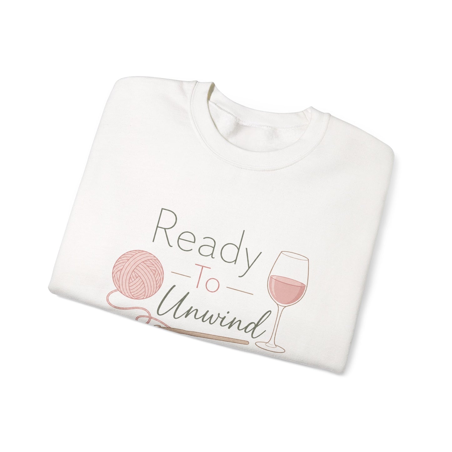 Crewneck Sweatshirt - "Ready to Unwind" Knit & Wine Cozy Pullover