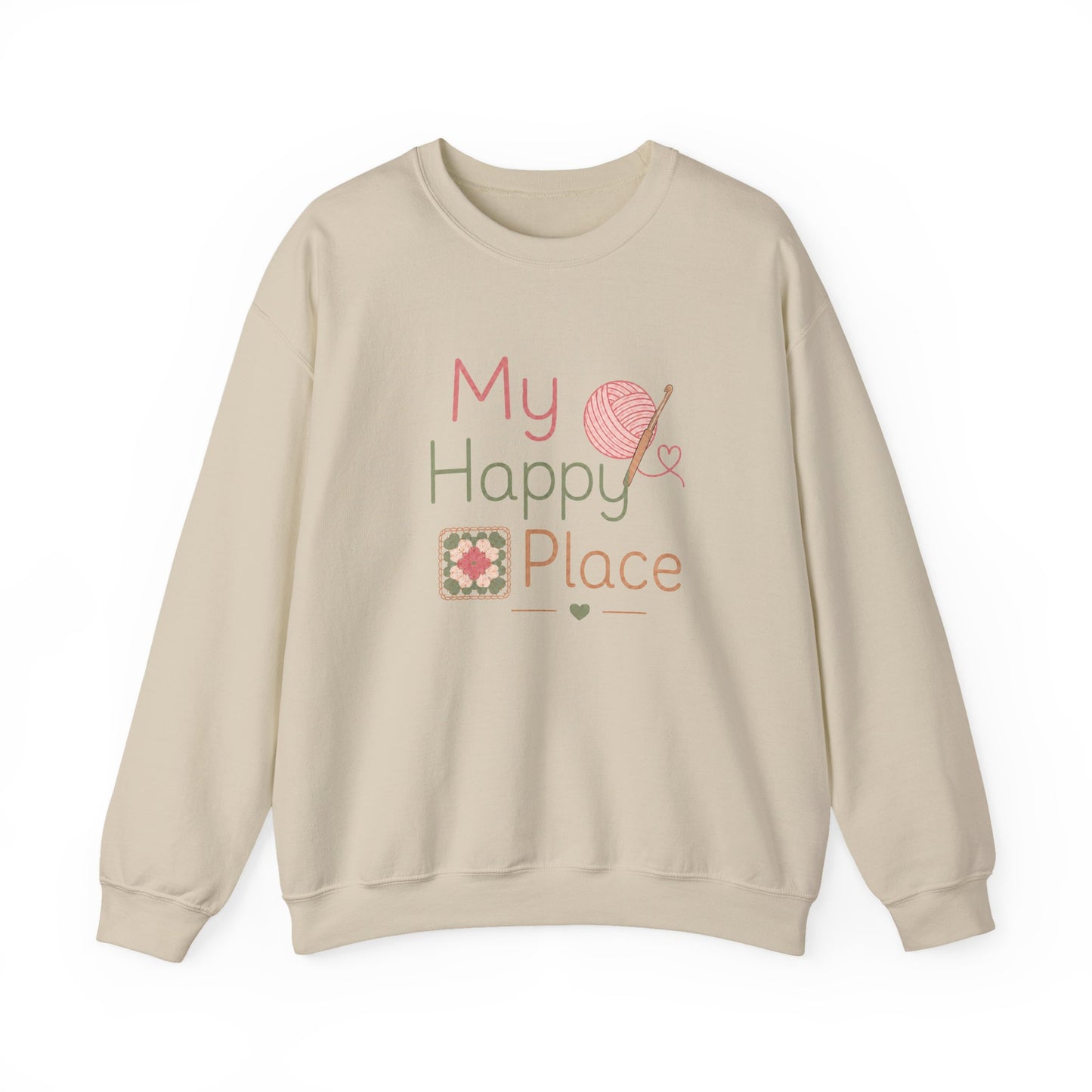 Sweatshirt - "My Happy Place" Knitting & Quilting Crewneck