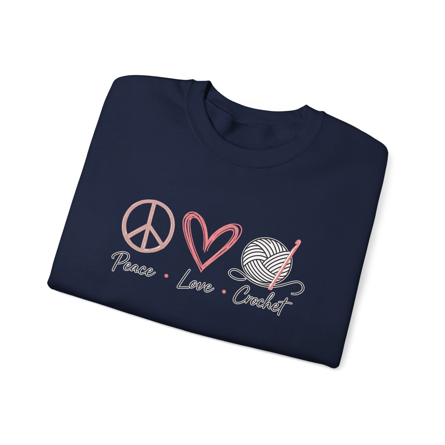 Crochet Sweatshirt - "Peace Love Crochet" Crewneck for Knitters