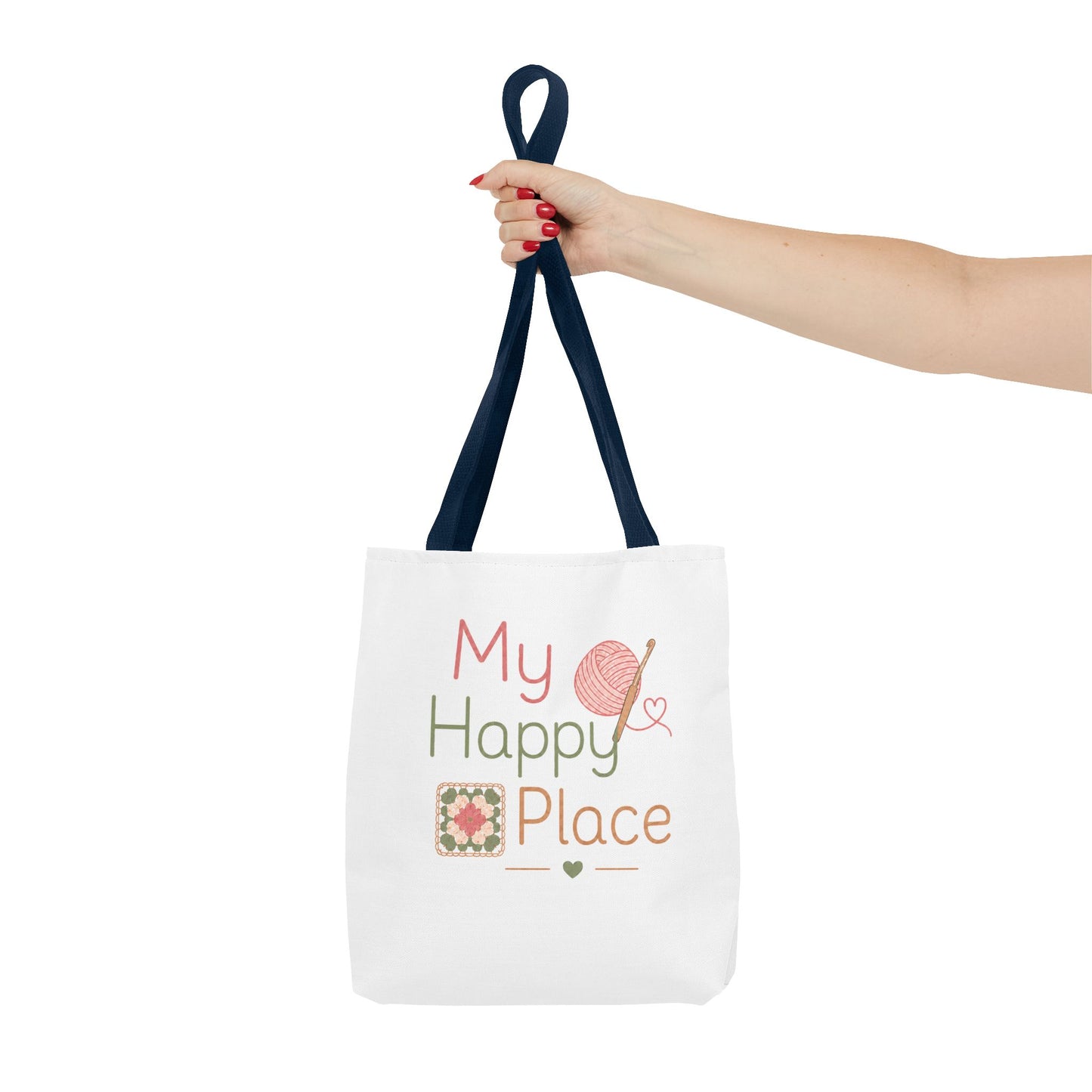 Crochet Knitting 'My Happy Place' Tote Bag