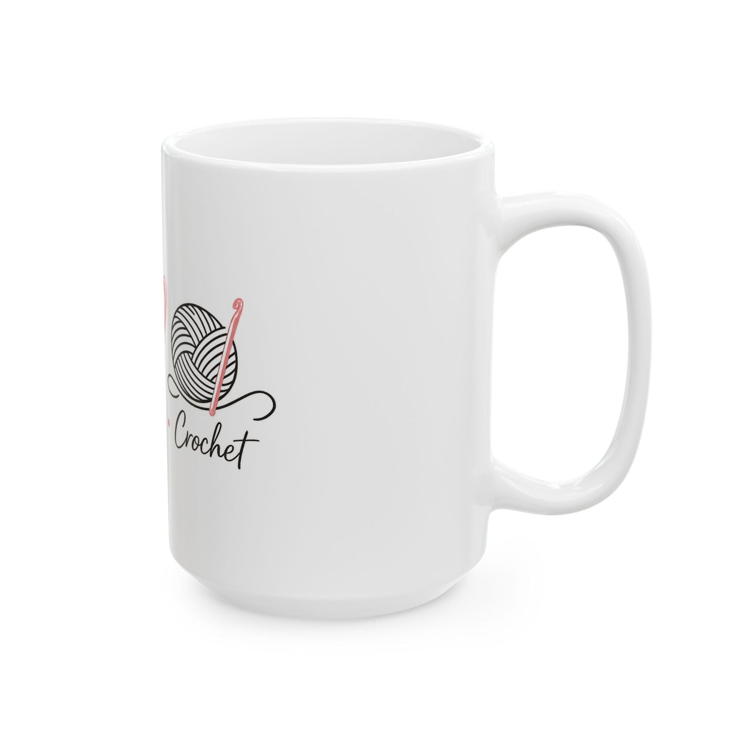 Peace • Love • Crochet Ceramic Mug — Cute Yarn Lover Coffee Cup (11oz/15oz)