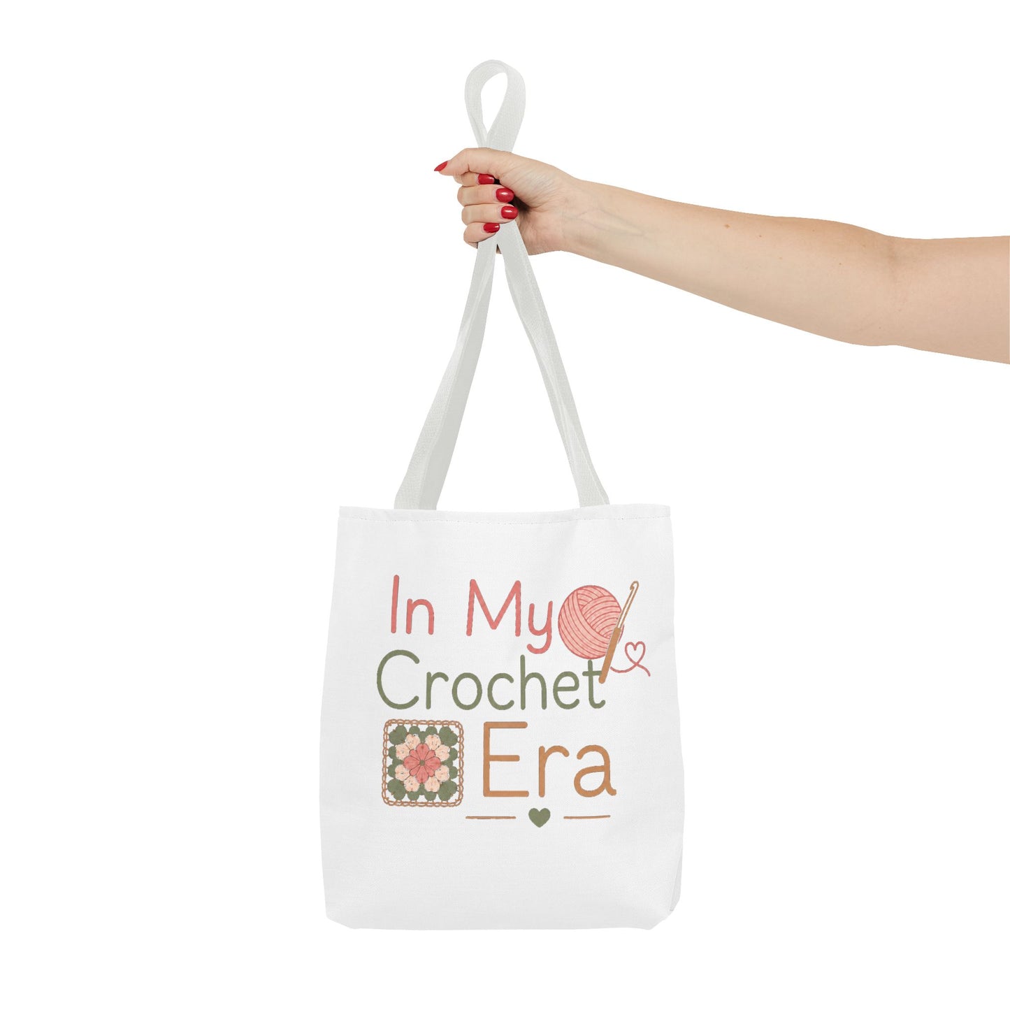 Crochet Tote Bag – “In My Crochet Era” Yarn & Granny Square Canvas Tote