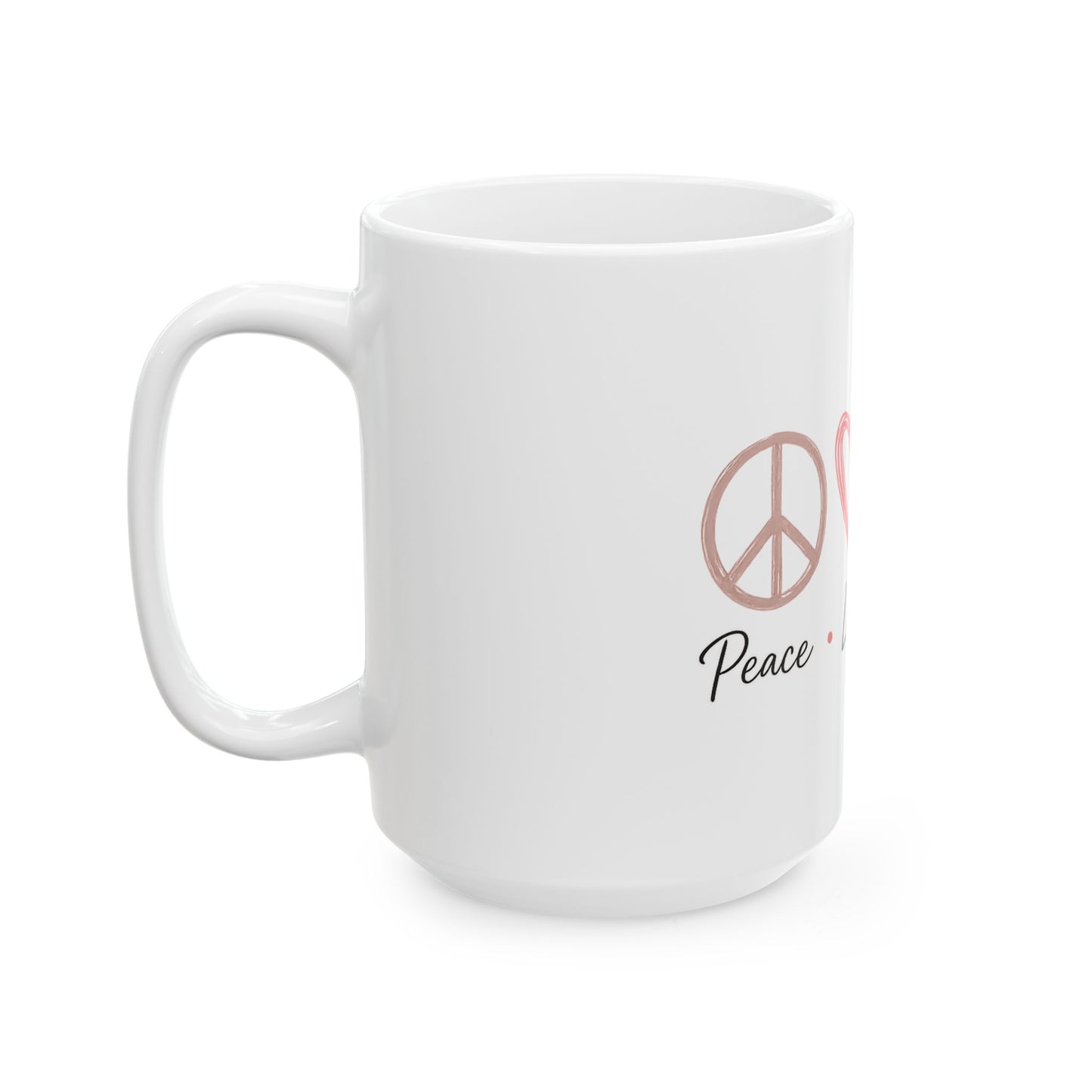 Peace • Love • Crochet Ceramic Mug — Cute Yarn Lover Coffee Cup (11oz/15oz)