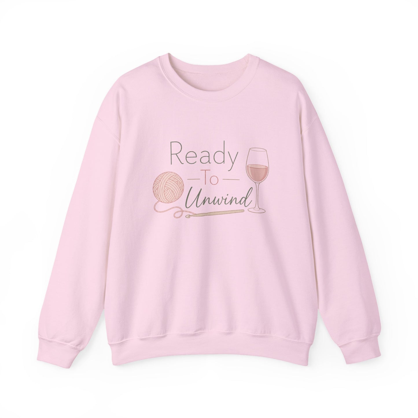 Crewneck Sweatshirt - "Ready to Unwind" Knit & Wine Cozy Pullover