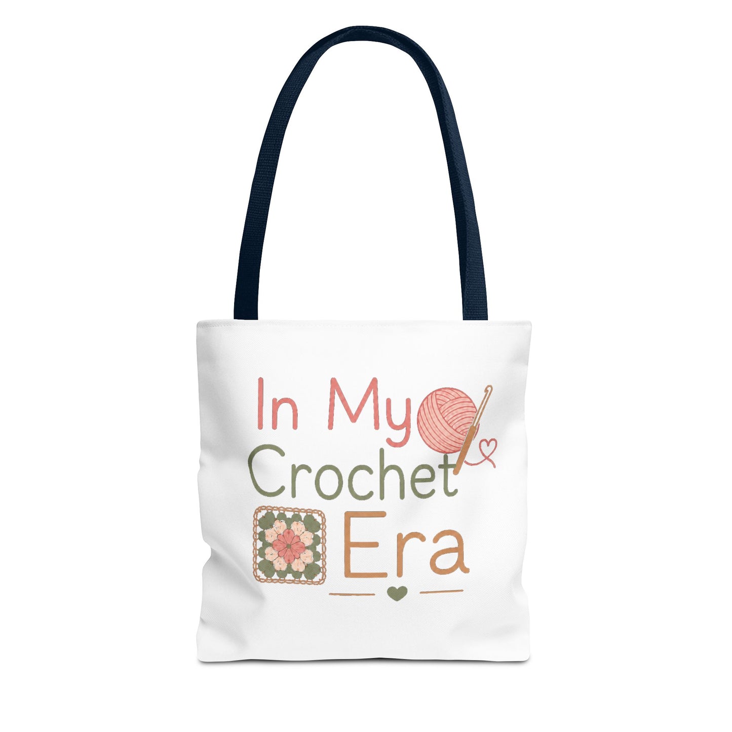 Crochet Tote Bag – “In My Crochet Era” Yarn & Granny Square Canvas Tote