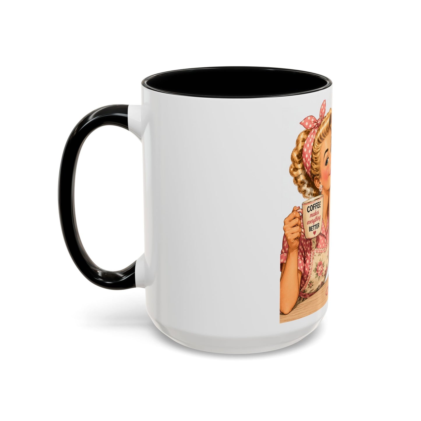 Knitting Coffee Mug - "Today's Forecast: Buying Yarn" Retro Accent Mug (11/15oz)