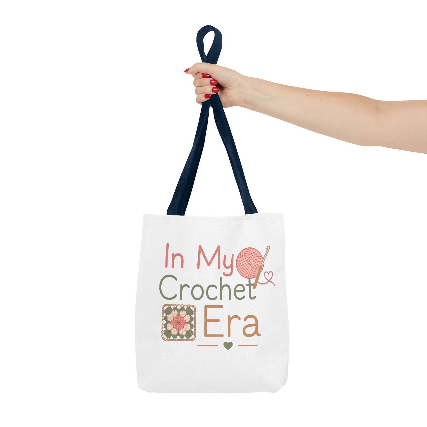 Crochet Tote Bag – “In My Crochet Era” Yarn & Granny Square Canvas Tote