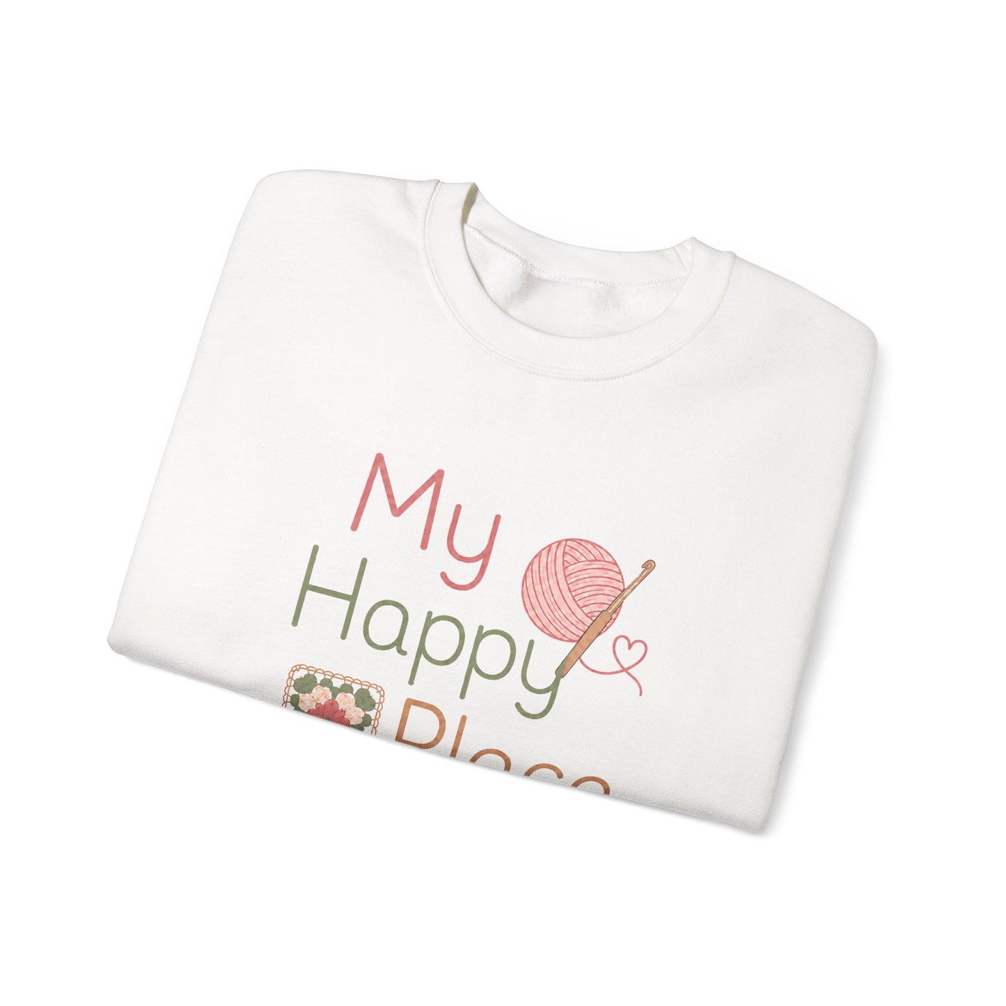 Sweatshirt - "My Happy Place" Knitting & Quilting Crewneck