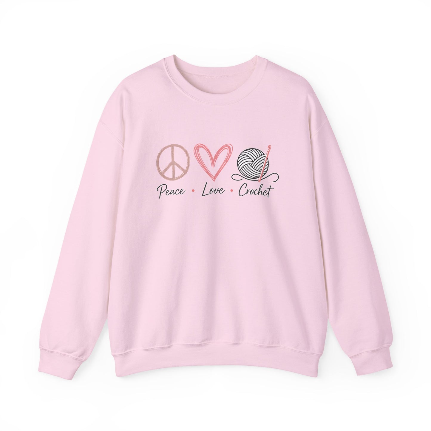 Crochet Sweatshirt - "Peace Love Crochet" Crewneck for Knitters