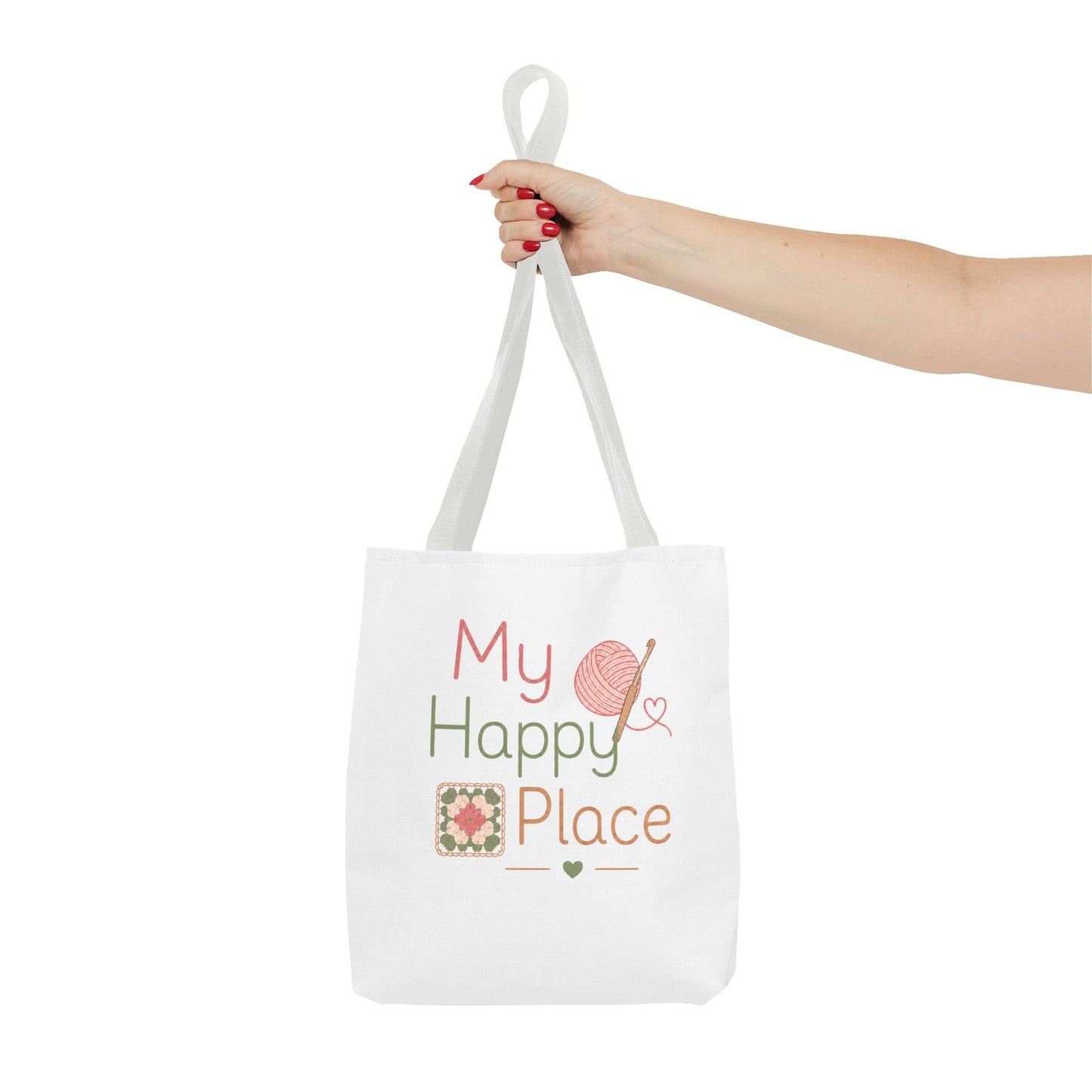 Crochet Knitting 'My Happy Place' Tote Bag