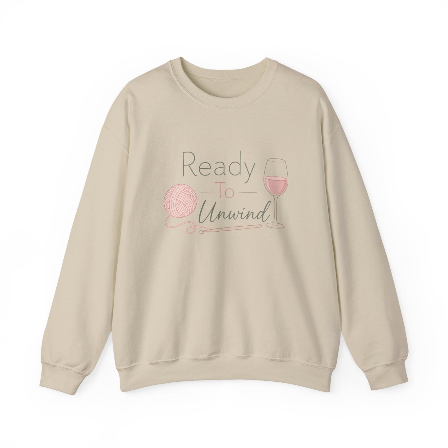 Crewneck Sweatshirt - "Ready to Unwind" Knit & Wine Cozy Pullover