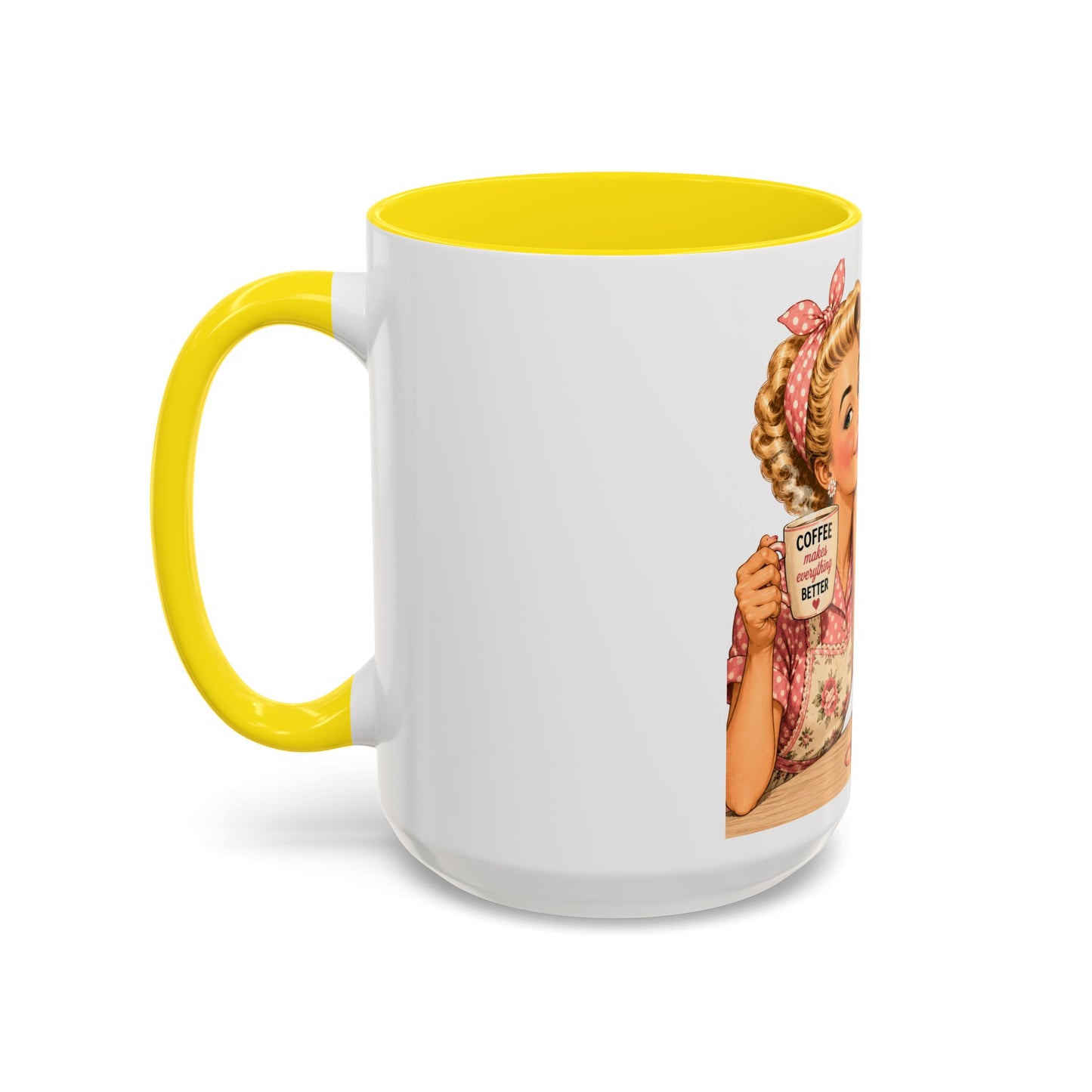 Knitting Coffee Mug - "Today's Forecast: Buying Yarn" Retro Accent Mug (11/15oz)