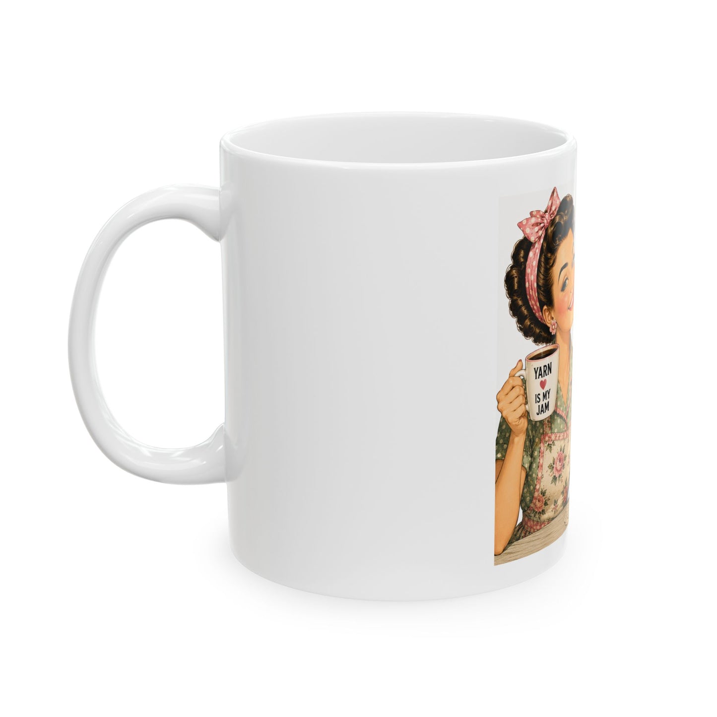Will Work for Yarn Mug — Retro Knitting Coffee Cup (11oz, 15oz)