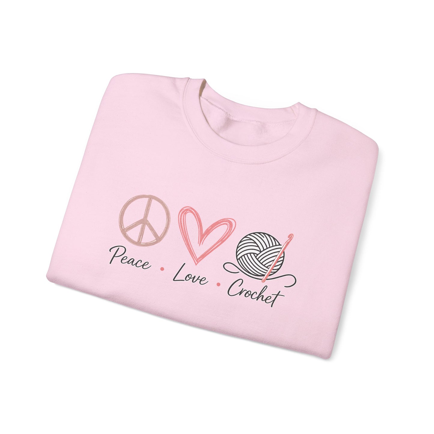 Crochet Sweatshirt - "Peace Love Crochet" Crewneck for Knitters