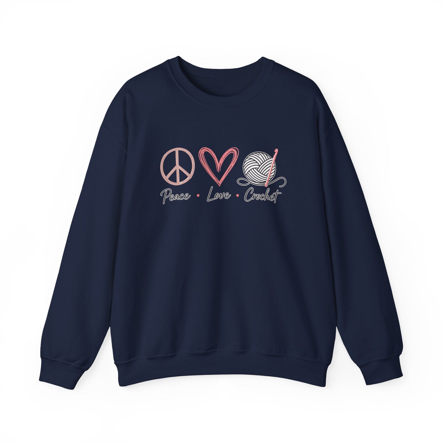 Crochet Sweatshirt - "Peace Love Crochet" Crewneck for Knitters