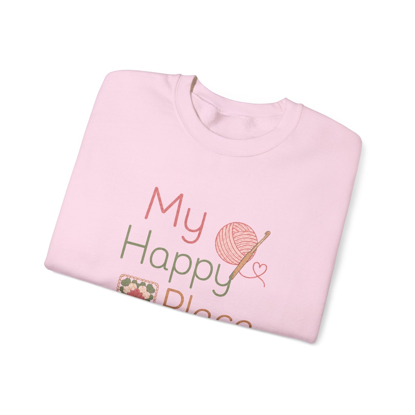 Sweatshirt - "My Happy Place" Knitting & Quilting Crewneck