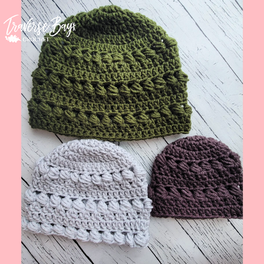 Crochet Family Bead Stitch Beanie Hat Pattern