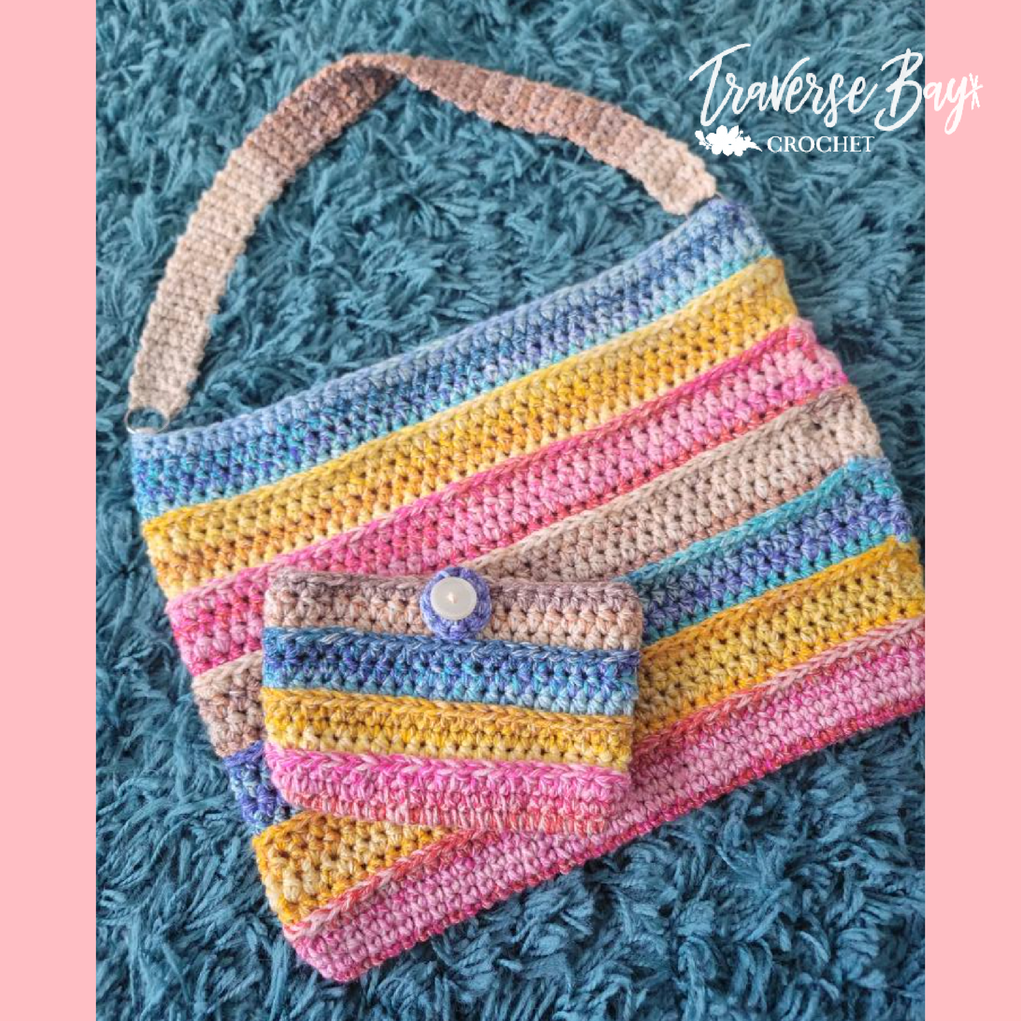 Crochet Sunny Day Striped Market Tote Bag Pattern