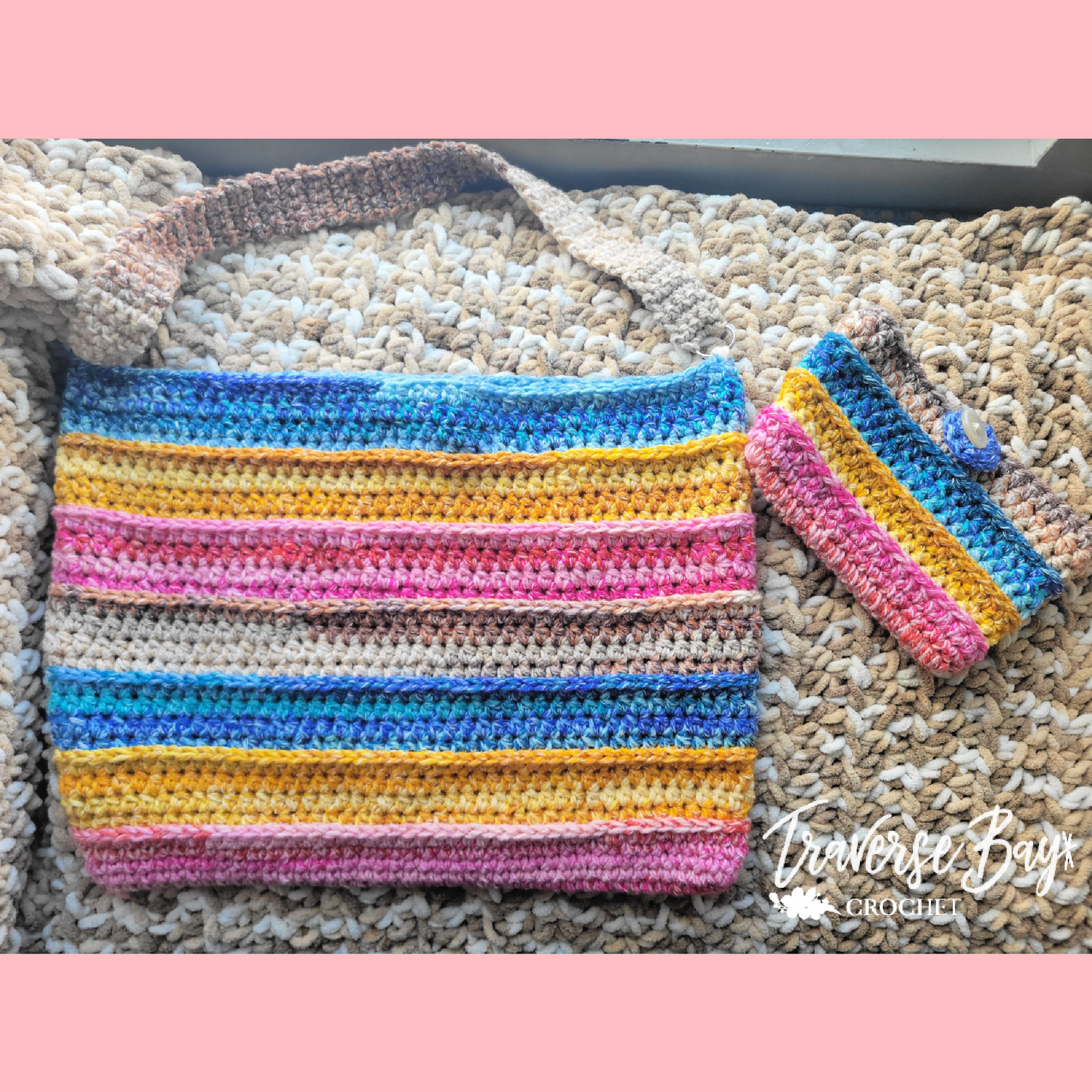 Crochet Sunny Day Striped Market Tote Bag Pattern