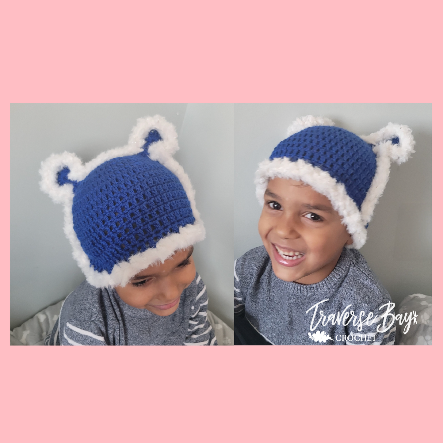 Crochet Fuzzy Bear Hat 3 Sizes Pattern