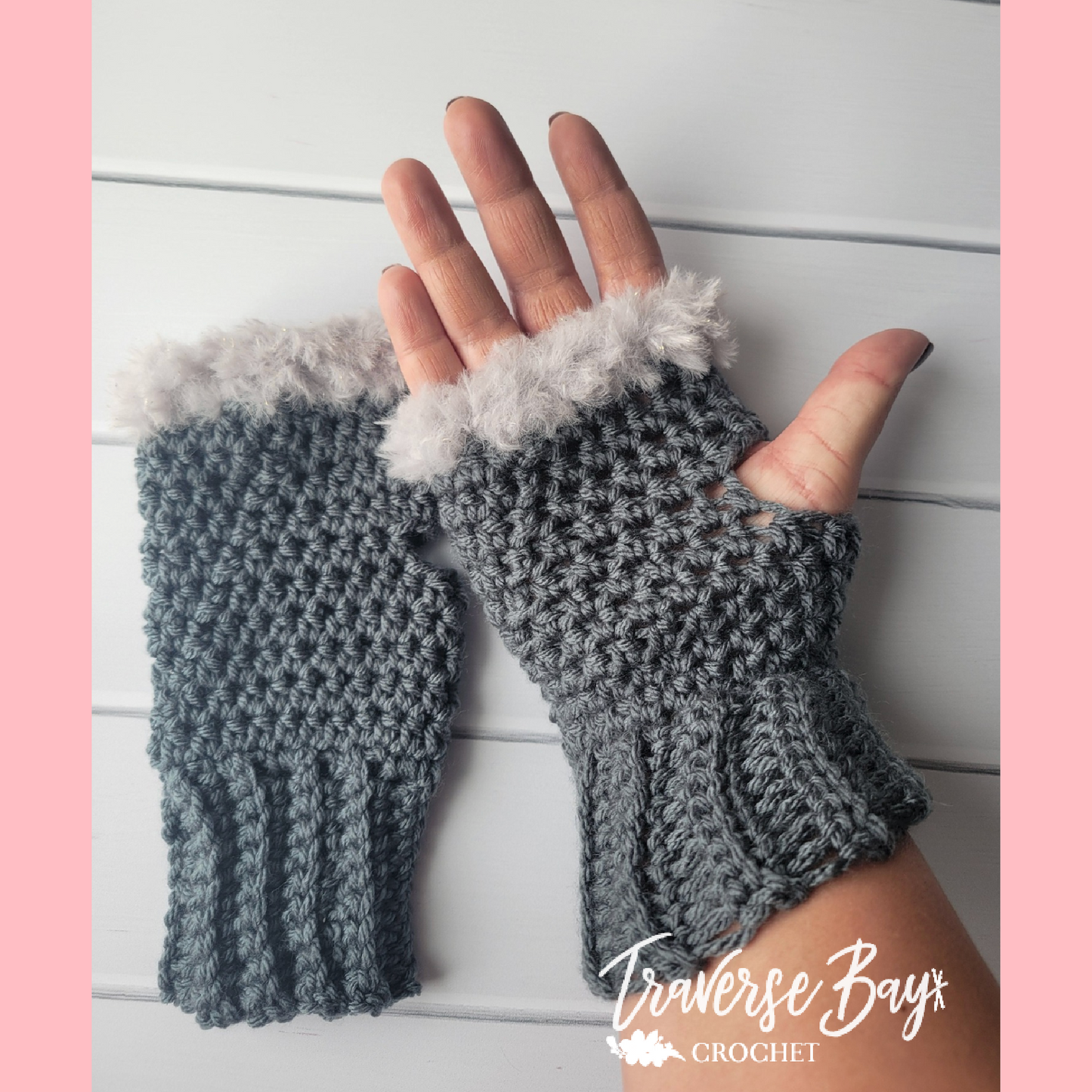Crochet Faux Fur Fingerless Gloves Pattern