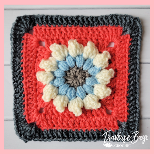 Crochet Color Burst Flower Granny Square Pattern