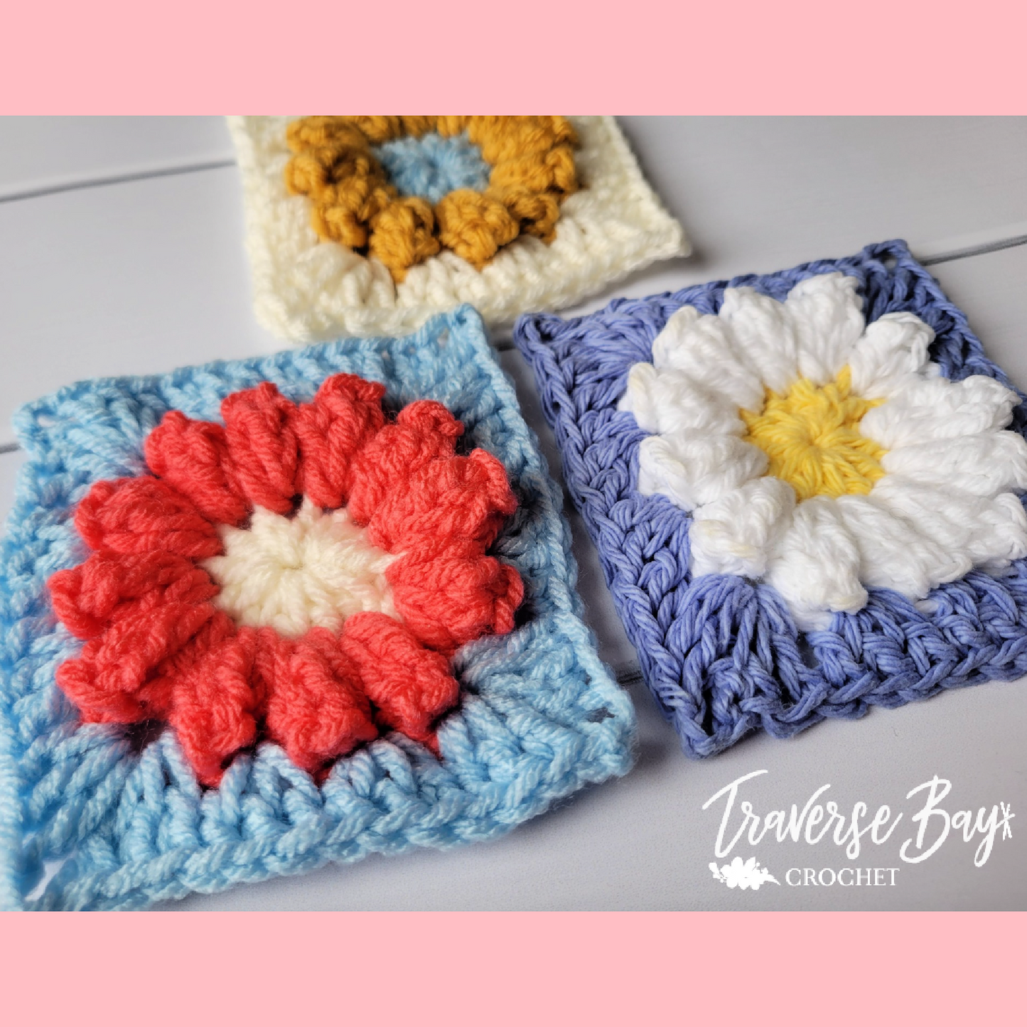 Crochet Granny Popcorn Flower Square Pattern