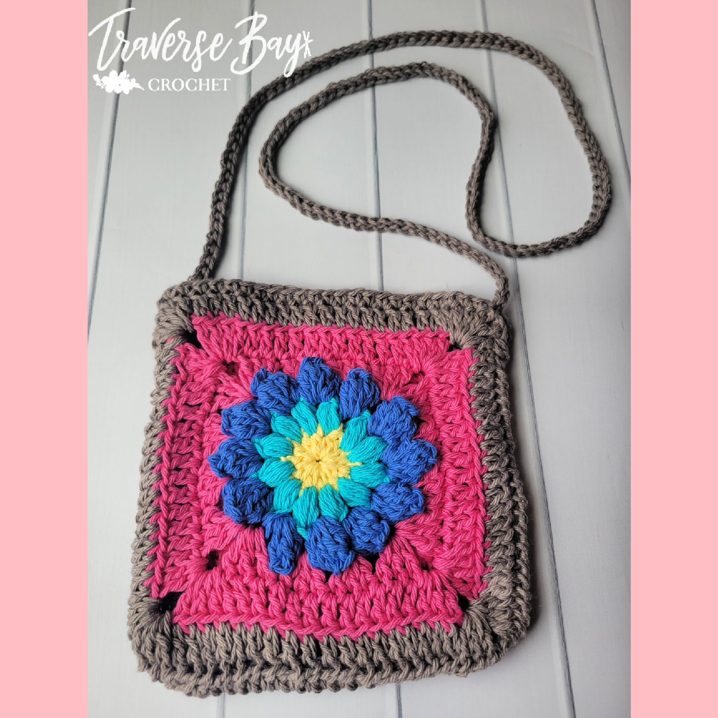 Crochet Flower Color Burst Granny Square Crossbody Pattern